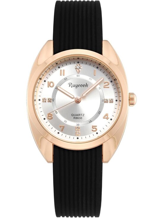 Accessories - Women's Black White Analog Quartz Elegant Silicone Band Waterproof Wrist Watch